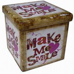 Pufe recipiente dobrável em couro ecológico 32x32x32 cm