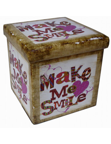 Pufe recipiente dobrável em couro ecológico 32x32x32 cm