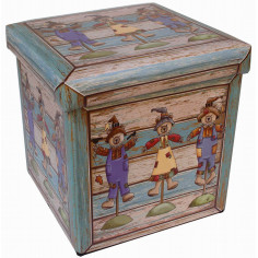 Pufe recipiente dobrável em couro ecológico 32x32x32 cm