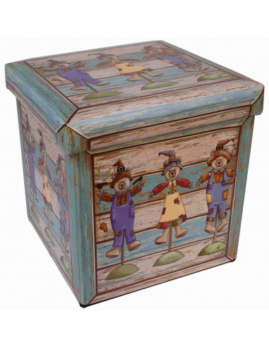 Pouf contenitore richiudibile in ecopelle 32x32x32 cm