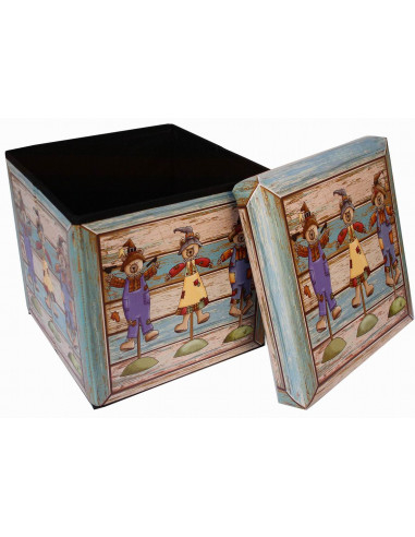 Pufe recipiente dobrável em couro ecológico 32x32x32 cm Pufe recipiente dobrável em couro ecológico 32x32x32 cm