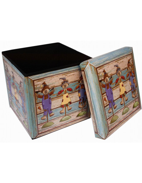 Pouf contenitore richiudibile in ecopelle 32x32x32 cm