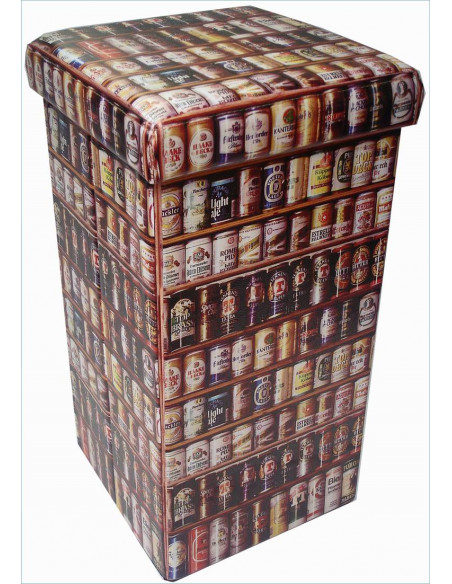 Pouf contenitore richiudibile in ecopelle 32x32x60 cm