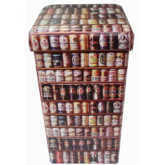 Pufe recipiente dobrável em couro ecológico 32x32x60 cm 2