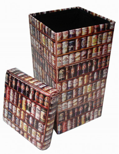 Pufe recipiente dobrável em couro ecológico 32x32x60 cm Pufe recipiente dobrável em couro ecológico 32x32x60 cm