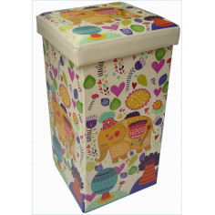 Pufe recipiente dobrável em couro ecológico 32x32x60 cm