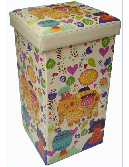 Pouf contenitore richiudibile in ecopelle 32x32x60 cm