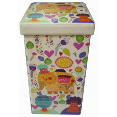 Pouf contenitore richiudibile in ecopelle 32x32x60 cm 2