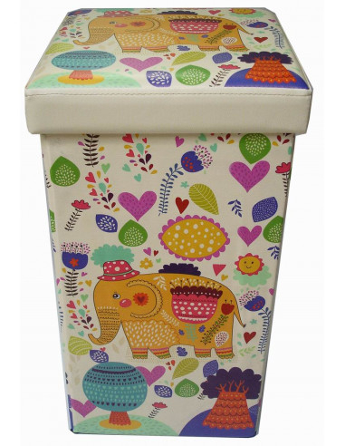 Pufe recipiente dobrável em couro ecológico 32x32x60 cm Pufe recipiente dobrável em couro ecológico 32x32x60 cm