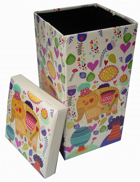 Pouf contenitore richiudibile in ecopelle 32x32x60 cm