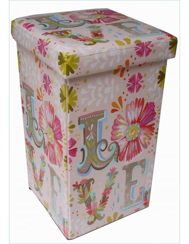 Pouf contenitore richiudibile in ecopelle 32x32x60 cm