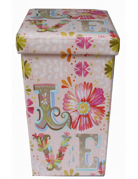 Pouf contenitore richiudibile in ecopelle 32x32x60 cm