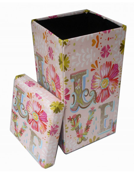 Pouf contenitore richiudibile in ecopelle 32x32x60 cm
