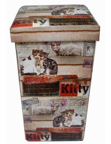 Pouf contenitore richiudibile in ecopelle 32x32x60 cm Pouf contenitore richiudibile in ecopelle 32x32x60 cm