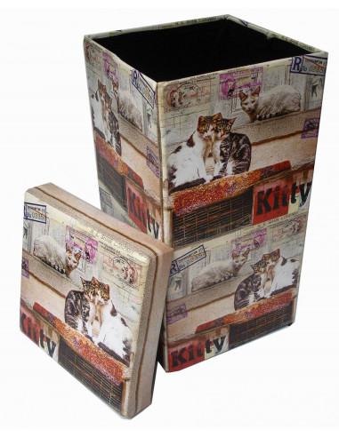 Pouf contenitore richiudibile in ecopelle 32x32x60 cm Pouf contenitore richiudibile in ecopelle 32x32x60 cm