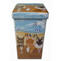 Pufe recipiente dobrável em couro ecológico 32x32x60 cm 2