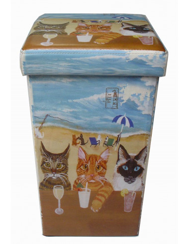 Pouf contenitore richiudibile in ecopelle 32x32x60 cm Pouf contenitore richiudibile in ecopelle 32x32x60 cm