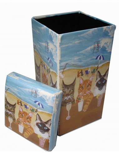 Pufe recipiente dobrável em couro ecológico 32x32x60 cm Pufe recipiente dobrável em couro ecológico 32x32x60 cm