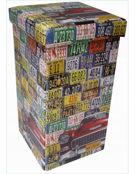 Pouf contenitore richiudibile in ecopelle 32x32x60 cm