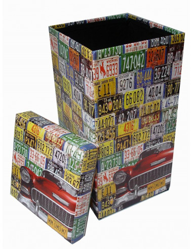 Pufe recipiente dobrável em couro ecológico 32x32x60 cm Pufe recipiente dobrável em couro ecológico 32x32x60 cm