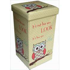 Pouf contenitore richiudibile in ecopelle 32x32x60 cm 2