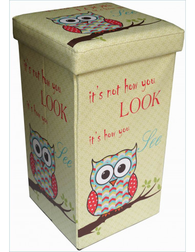 Pufe recipiente dobrável em couro ecológico 32x32x60 cm Pufe recipiente dobrável em couro ecológico 32x32x60 cm