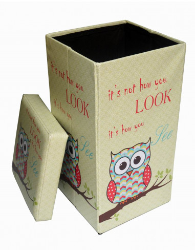 Pufe recipiente dobrável em couro ecológico 32x32x60 cm Pufe recipiente dobrável em couro ecológico 32x32x60 cm