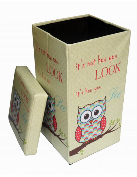Pouf contenitore richiudibile in ecopelle 32x32x60 cm
