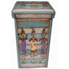 Pufe recipiente dobrável em couro ecológico 32x32x60 cm 2