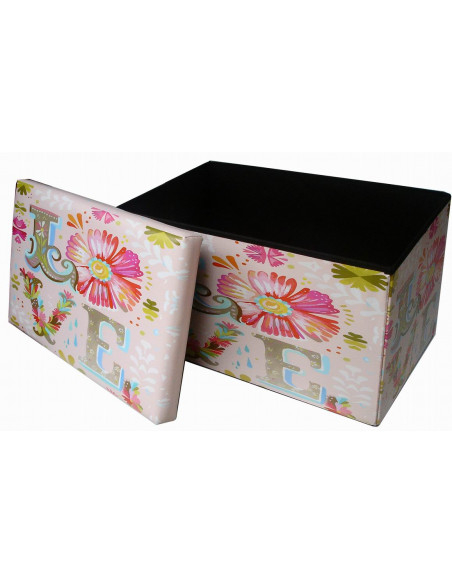 Pouf contenitore richiudibile in ecopelle 60x36x36 cm