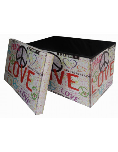 Pouf contenitore richiudibile in ecopelle 60x36x36 cm Pouf contenitore richiudibile in ecopelle 60x36x36 cm