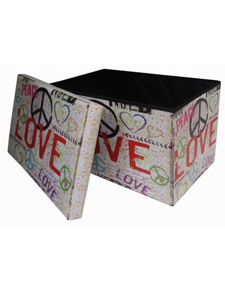 Pouf contenitore richiudibile in ecopelle 60x36x36 cm