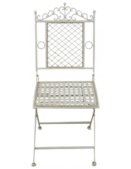Sedia pieghevole in ferro battuto finitura bianca anticata 96x49x41 cm