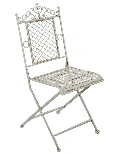 Sedia pieghevole in ferro battuto finitura bianca anticata 96x49x41 cm
