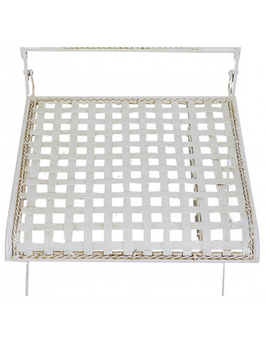 Sedia pieghevole in ferro battuto finitura bianca anticata 96x49x41 cm Sedia pieghevole in ferro battuto finitura bianca anticata 96x49x41 cm
