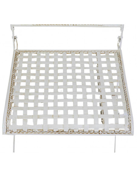 Sedia pieghevole in ferro battuto finitura bianca anticata 96x49x41 cm