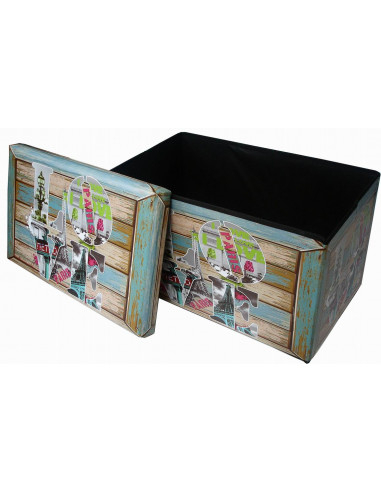 Pufe de armazenamento dobrável em couro ecológico 60x36x36 cm Pufe de armazenamento dobrável em couro ecológico 60x36x36 cm