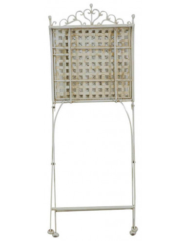 Cadeira dobrável em ferro forjado com acabamento branco antigo 96x49x41 cm Cadeira dobrável em ferro forjado com acabamento branco antigo 96x49x41 cm