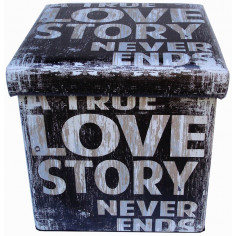 Pufe recipiente dobrável em couro ecológico 38x38x38 cm 2