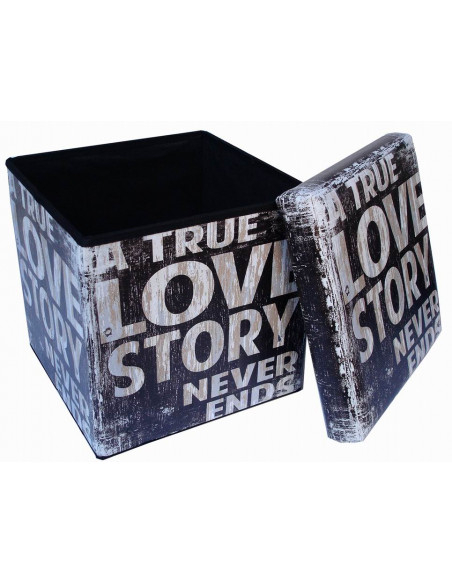 Pouf contenitore richiudibile in ecopelle 38x38x38 cm