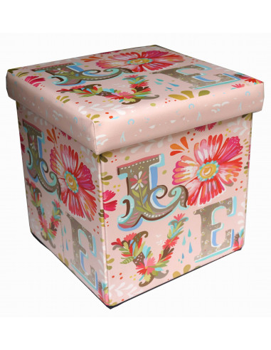 Pouf contenitore richiudibile in ecopelle 38x38x38 cm