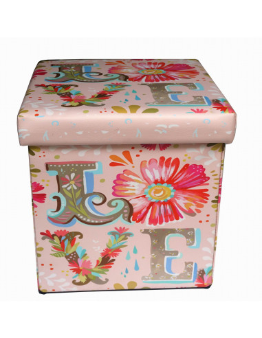 Pouf contenitore richiudibile in ecopelle 38x38x38 cm Pouf contenitore richiudibile in ecopelle 38x38x38 cm