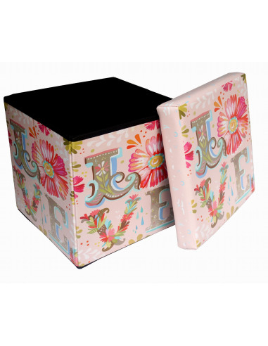 Pufe recipiente dobrável em couro ecológico 38x38x38 cm Pufe recipiente dobrável em couro ecológico 38x38x38 cm