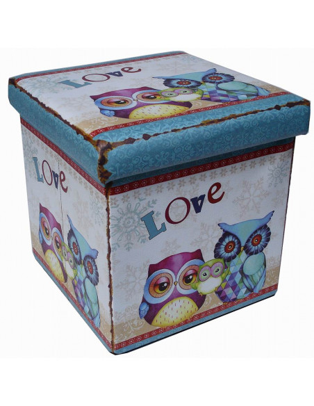 Pouf contenitore richiudibile in ecopelle 38x38x38 cm