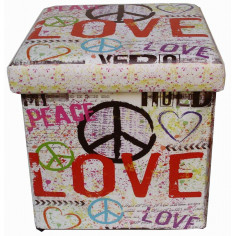 Pouf contenitore richiudibile in ecopelle 38x38x38 cm 2