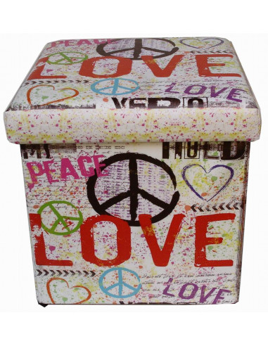 Pouf contenitore richiudibile in ecopelle 38x38x38 cm Pouf contenitore richiudibile in ecopelle 38x38x38 cm