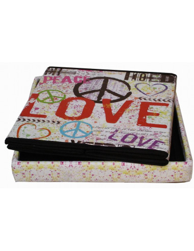 Pufe recipiente dobrável em couro ecológico 38x38x38 cm Pufe recipiente dobrável em couro ecológico 38x38x38 cm