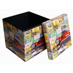 Pufe recipiente dobrável em couro ecológico 38x38x38 cm 2