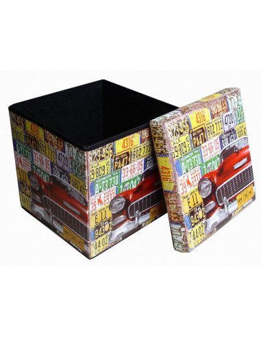 Pouf contenitore richiudibile in ecopelle 38x38x38 cm Pouf contenitore richiudibile in ecopelle 38x38x38 cm