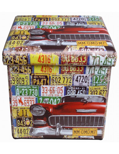 Pouf contenitore richiudibile in ecopelle 38x38x38 cm Pouf contenitore richiudibile in ecopelle 38x38x38 cm